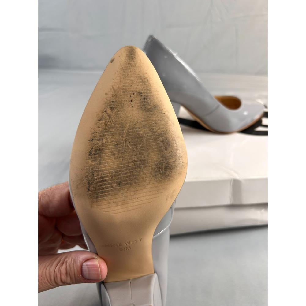 Nine West Women Heels Pumps Size 6.5 Gray Patent Pointed Toe Classic Chic - Picture 9 of 9